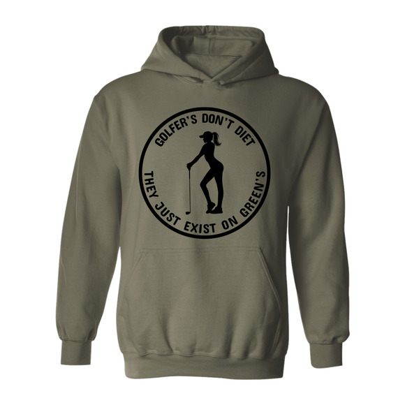Golf Hoodie Golfers Don't Diet On Greens Funny WOMAN Golfer Golfing  Sweatshirt - Picture 6 of 15